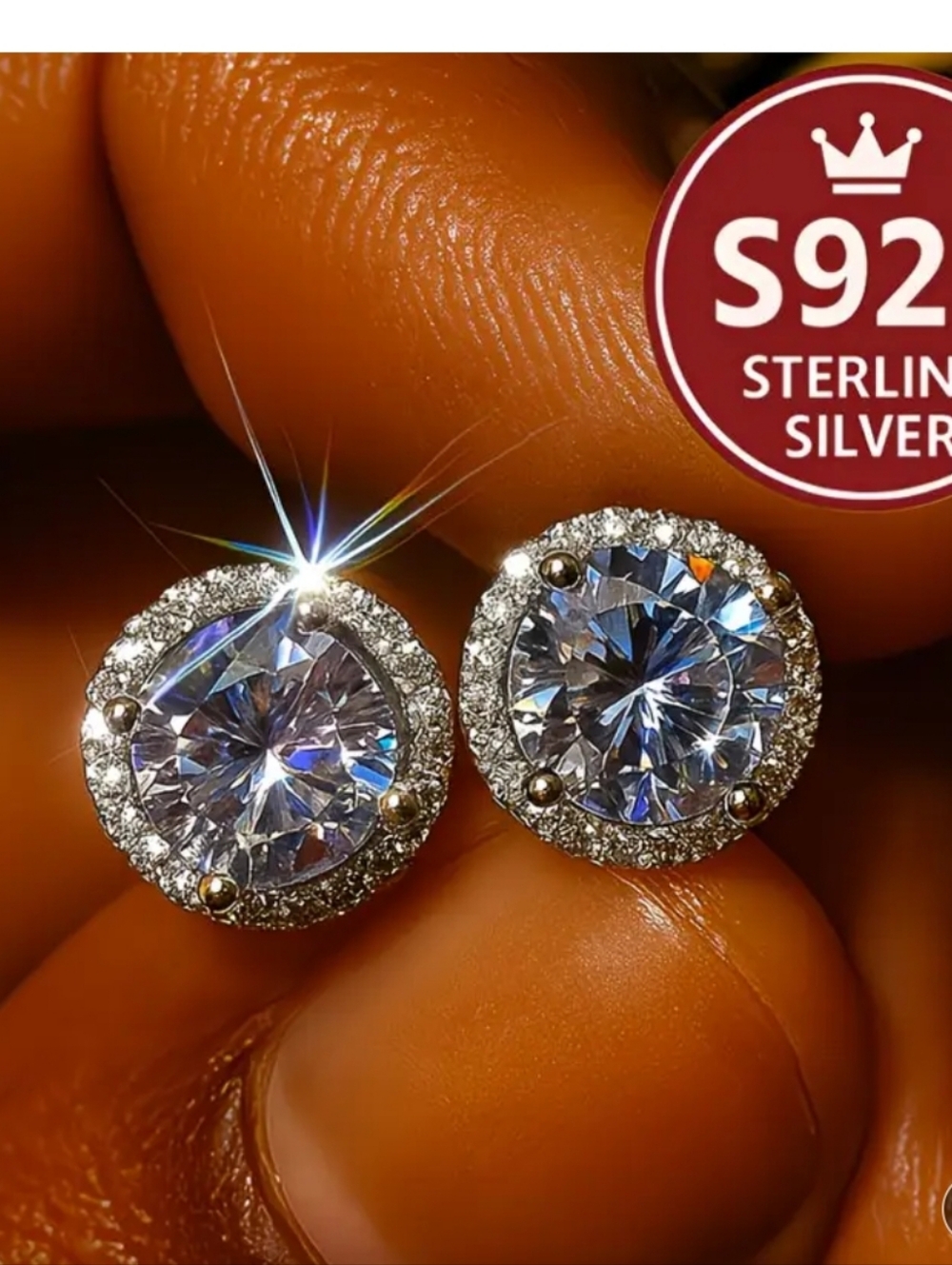 Moissanite and Sterling Silver Earrings